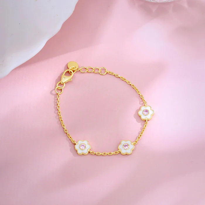 Golden White Flower Kids Bracelet (0 - 2 years)