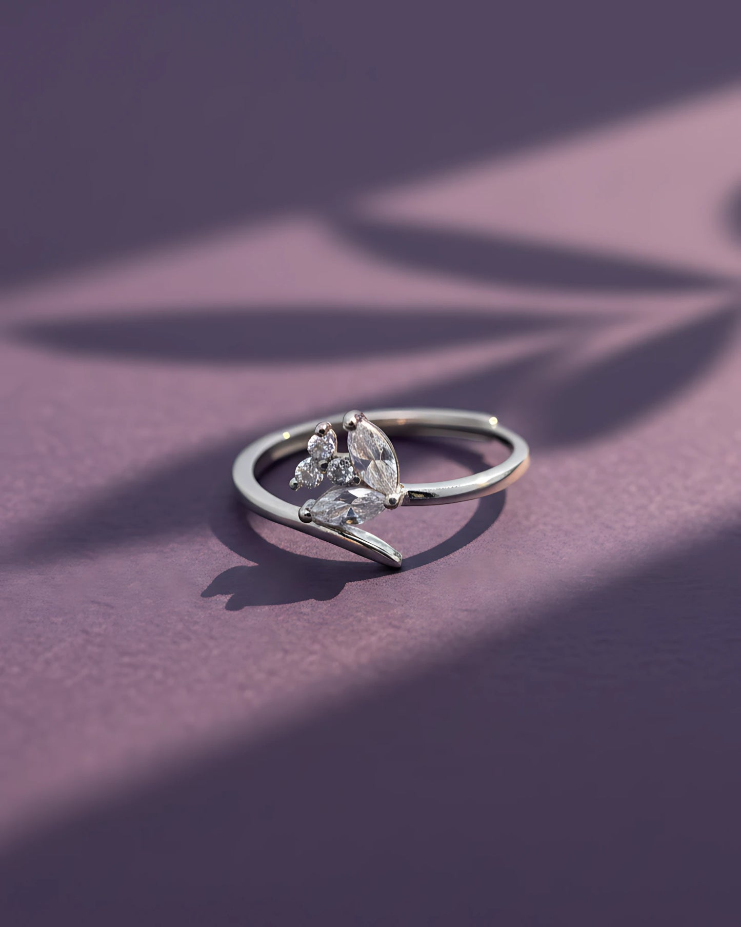 Silver Petal Adjustable Ring