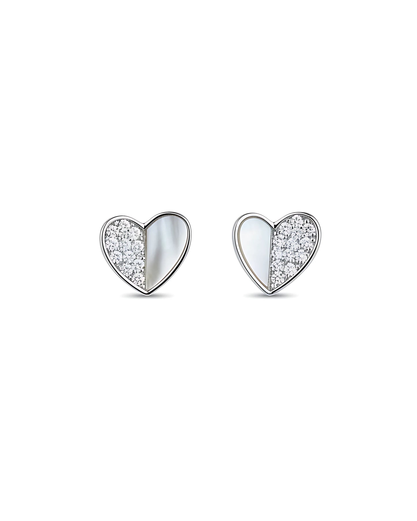 3D Pearl Heart Studs