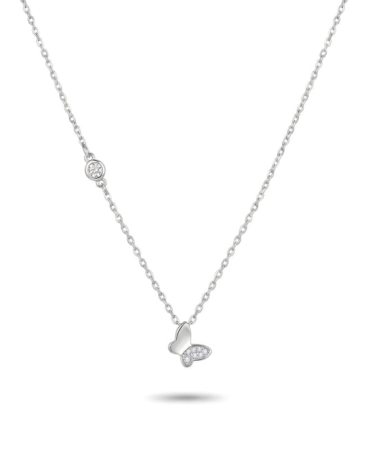 Dainty Butterfly Solitaire Pendant