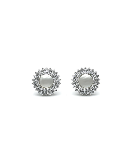 Pearl Halo Studs | 925 sterling silver earrings