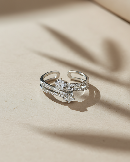 Stellar Twin Star Adjustable Ring