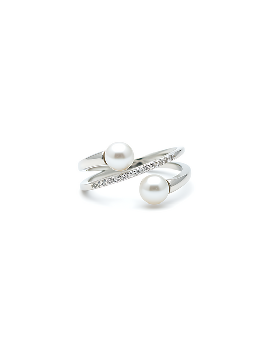 Pearl Duo Wrap Ring | 925 sterling silver ring