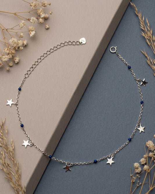 Azure Blue Geometric Charm Single Anklet
