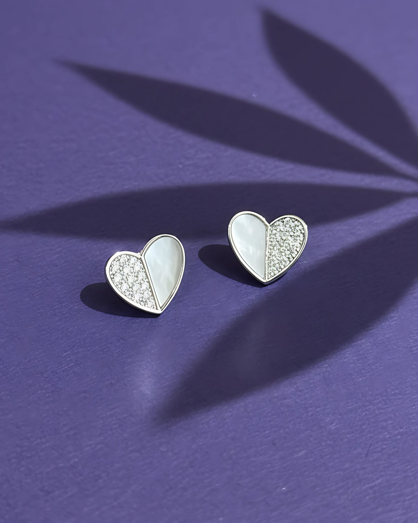3D Pearl Heart Studs