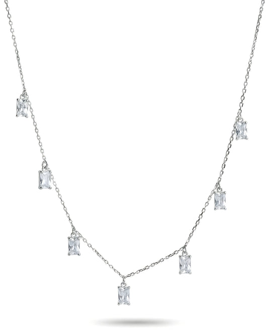 Emerald Cut Crystal Drop Necklace
