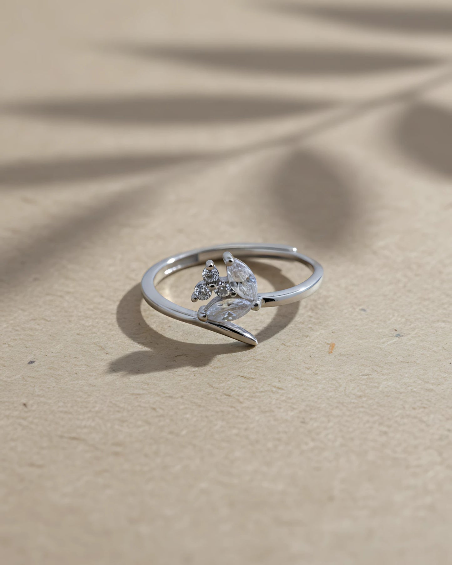 Silver Petal Adjustable Ring | 925 sterling silver ring