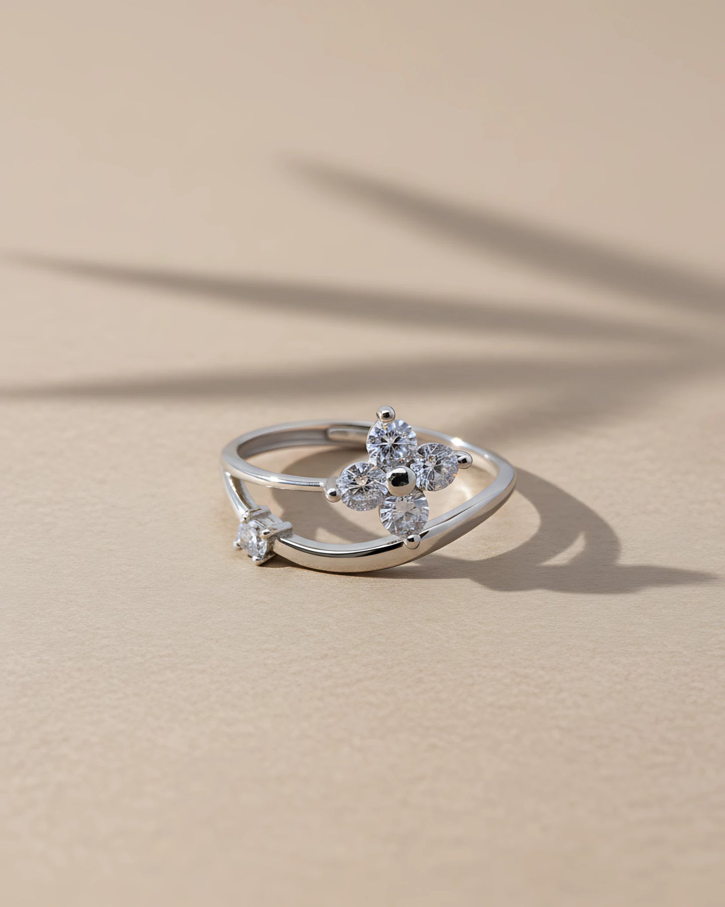 Crystal Bloom Adjustable Ring | 925 sterling silver ring