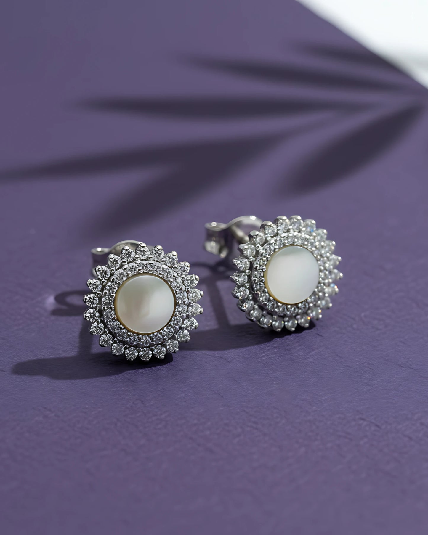 Pearl Halo Studs | 925 sterling silver earrings