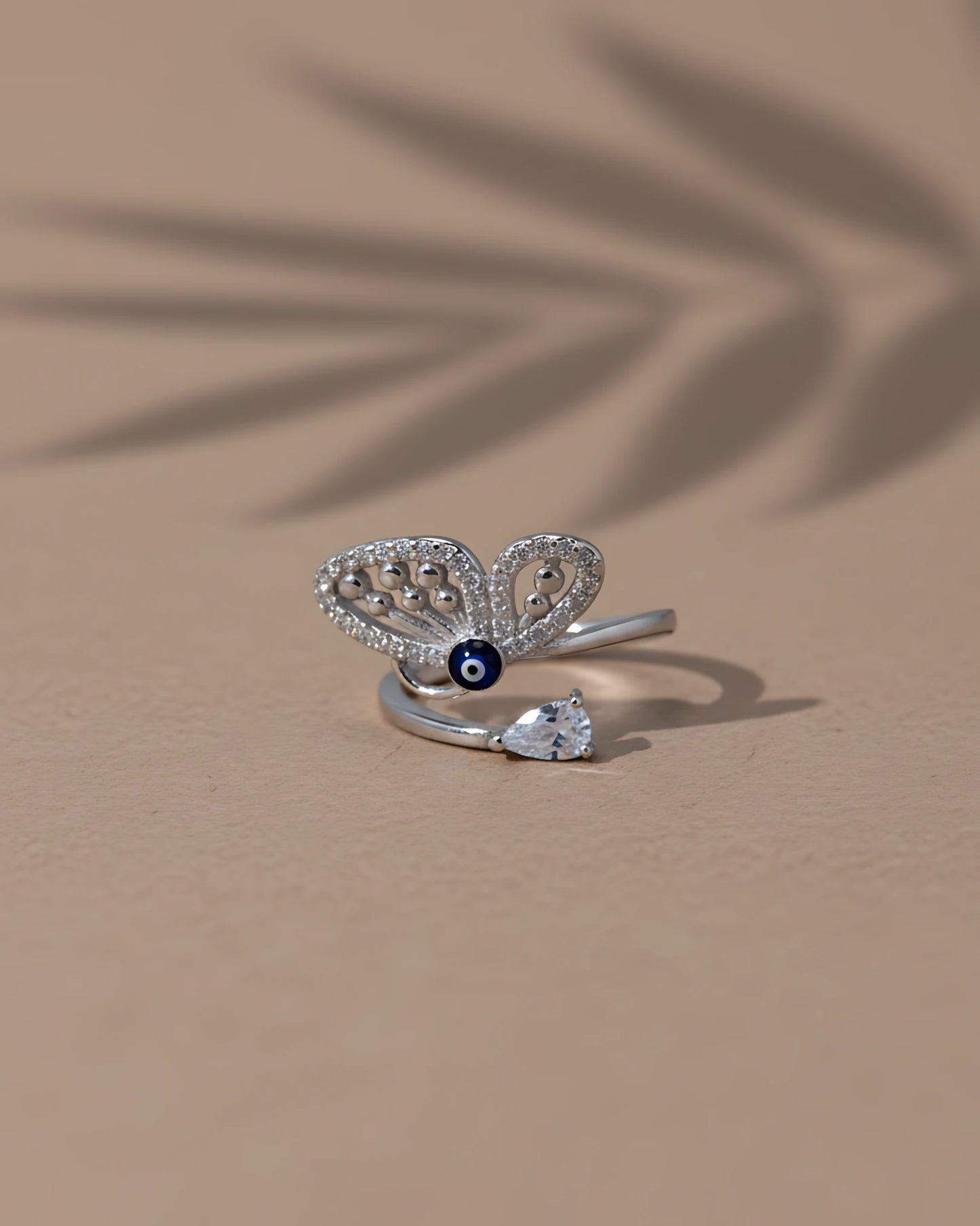 Evil Eye Butterfly Adjustable Ring