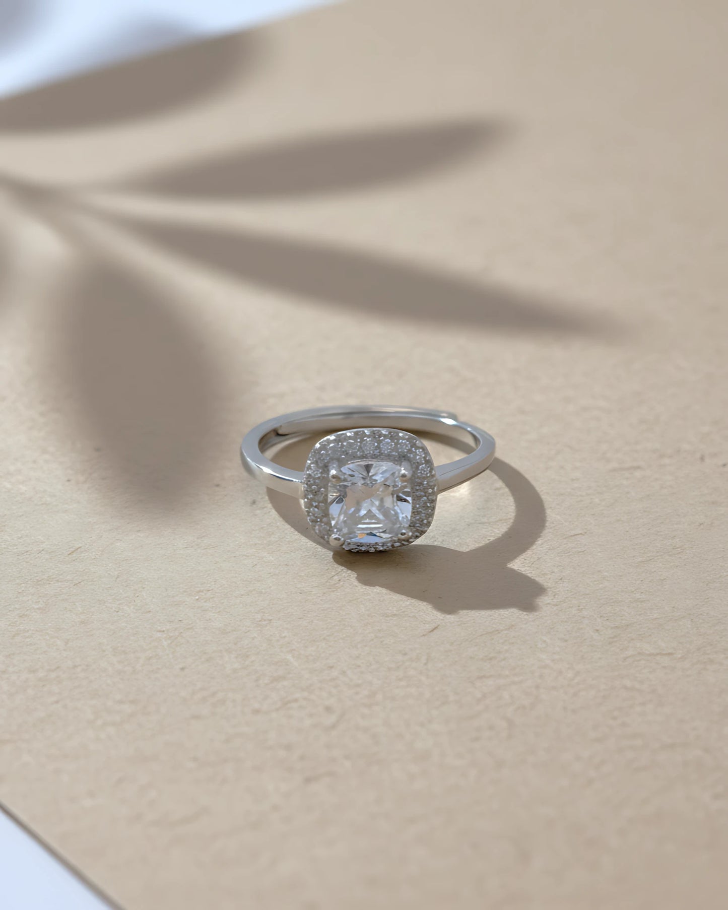 Radiant Halo Adjustable Ring | 925 sterling silver ring