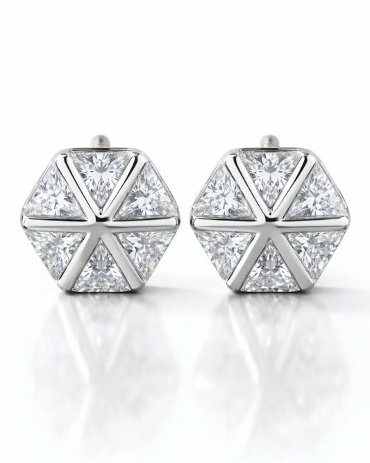 Geometric Gem Stud Earrings | 925 Sterling Silver