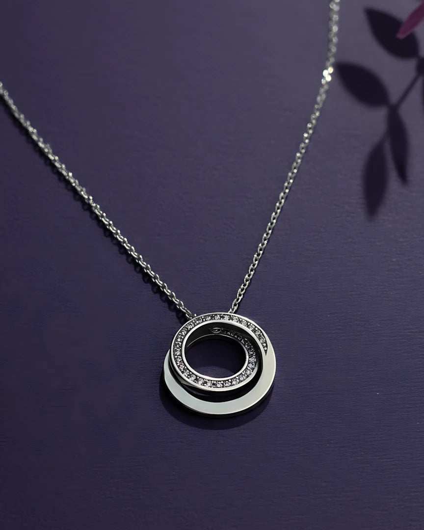 Interlocking Crystal Circle Pendant