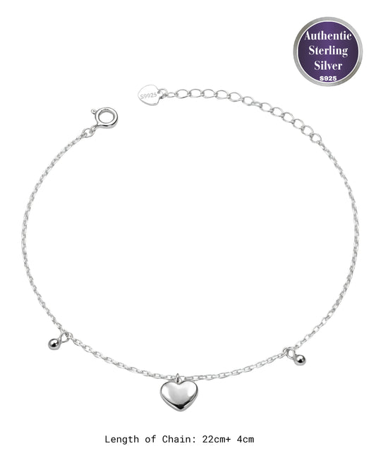 Puffed Heart Single Anklet