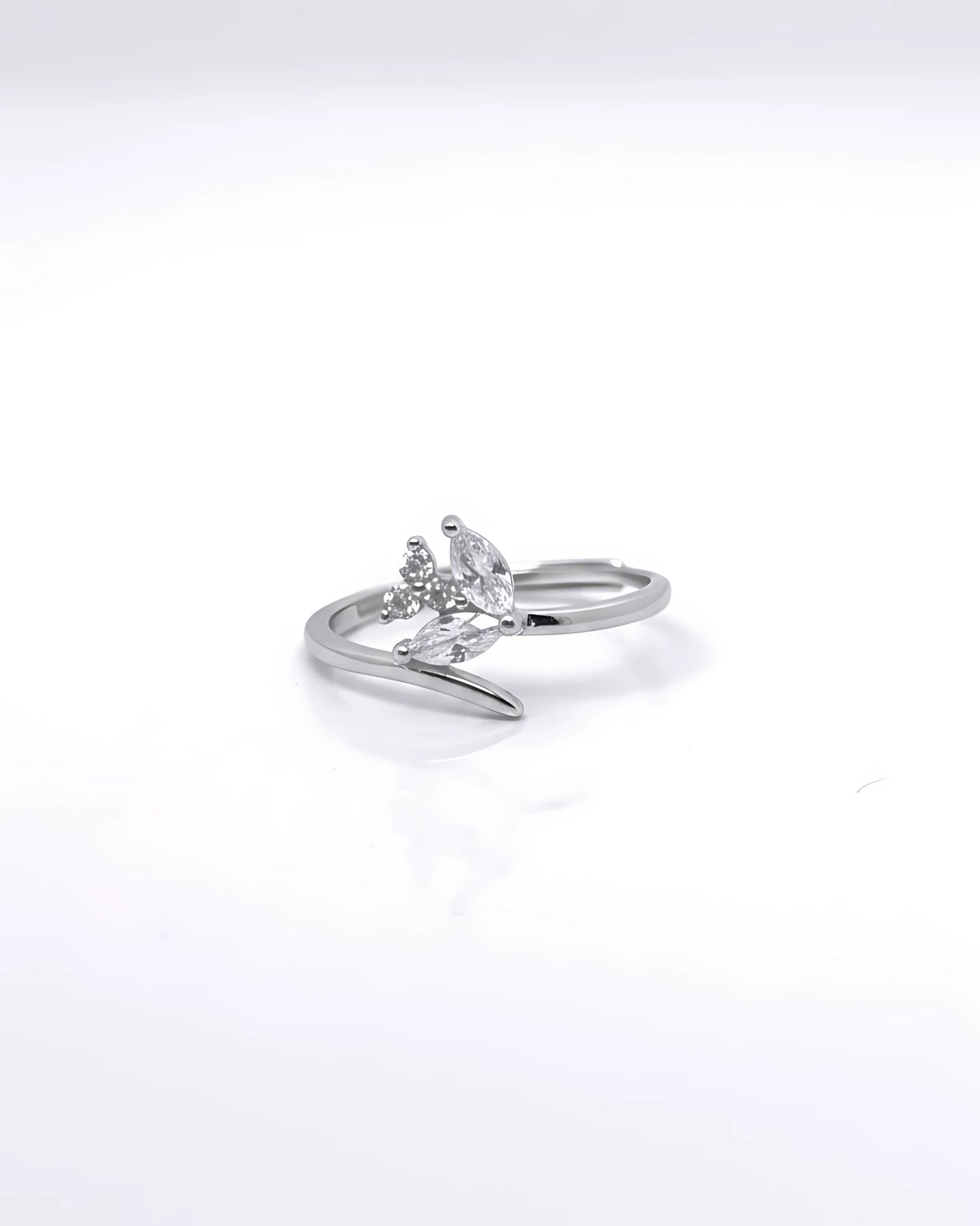 Silver Petal Adjustable Ring