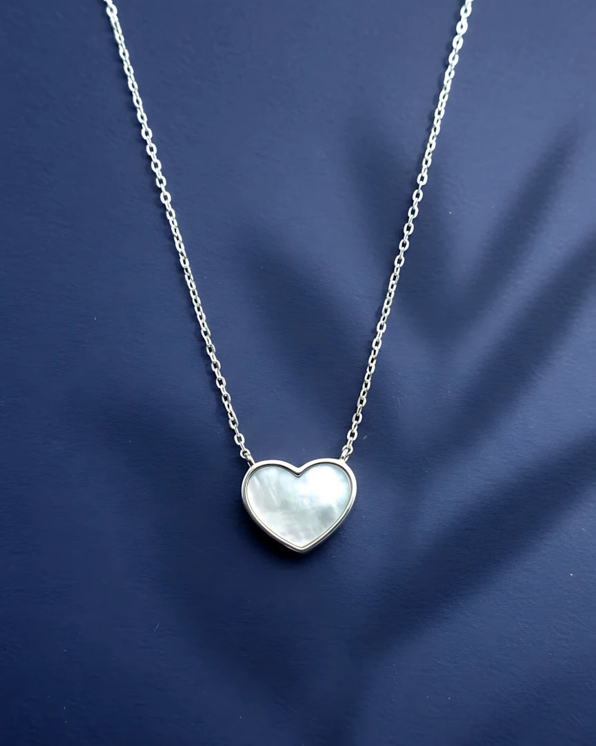 Pearlescent White Heart Pendant