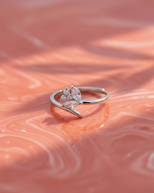 Silver Petal Adjustable Ring