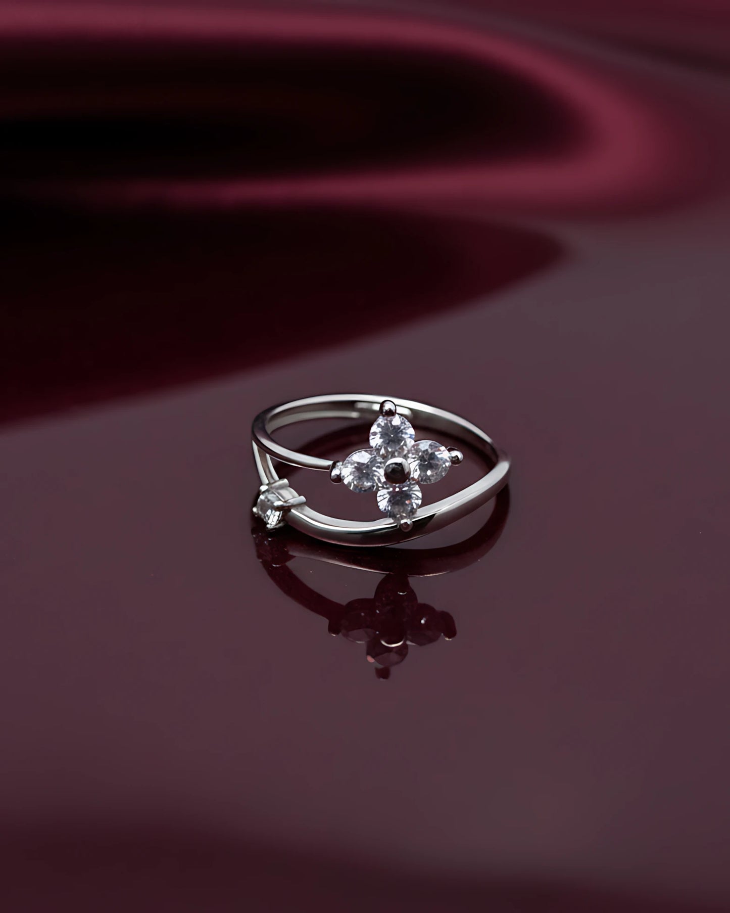 Crystal Bloom Adjustable Ring