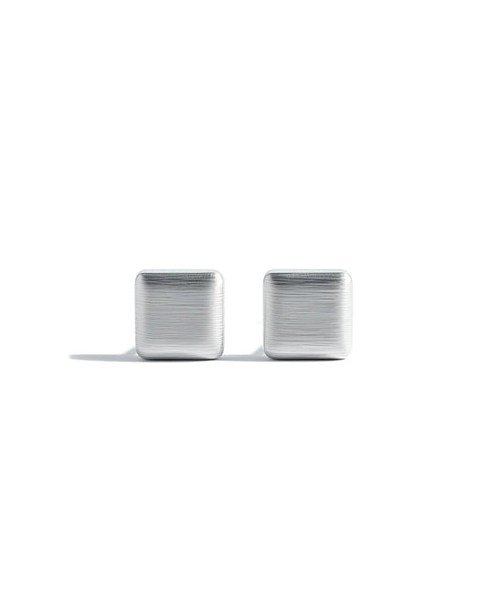 Linen Texture Studs | 925 Sterling Silver Brushed Square Earrings