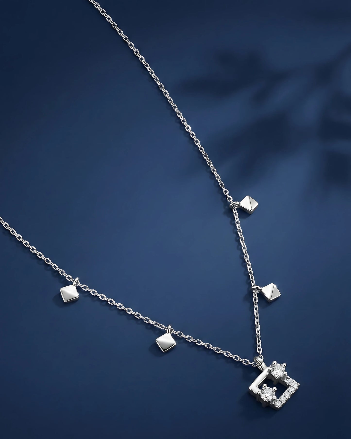 Geometric Square Charm Drop Necklace