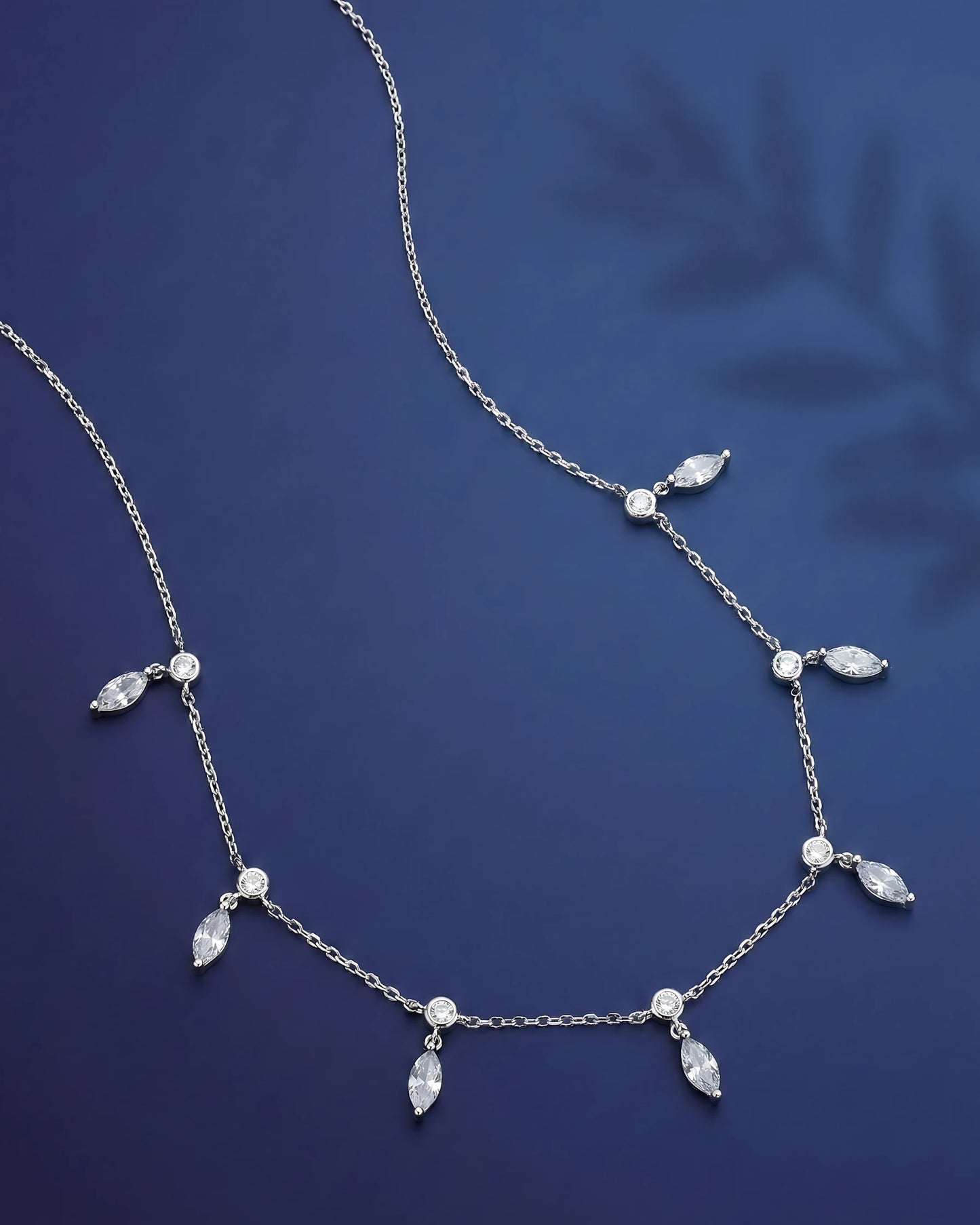 Marquise Crystal Drop Station Necklace