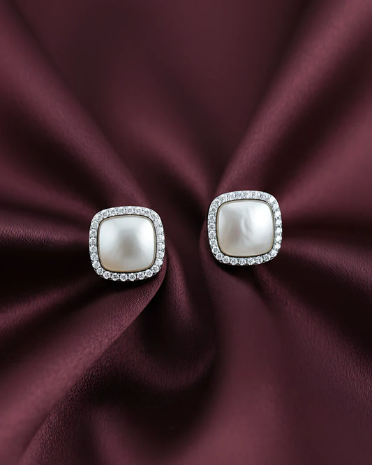Luminous Pearl Halo Studs