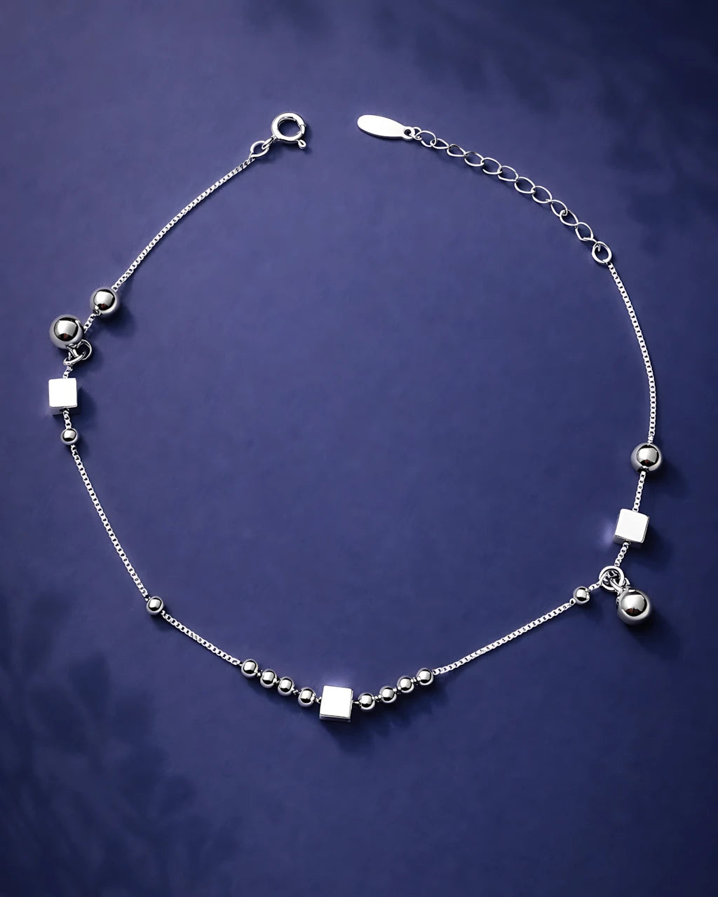 Cube and Bead Single Anklet