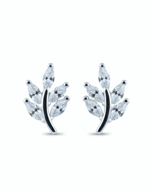 Leafy Elegance Stud Earrings | 925 Sterling Silver