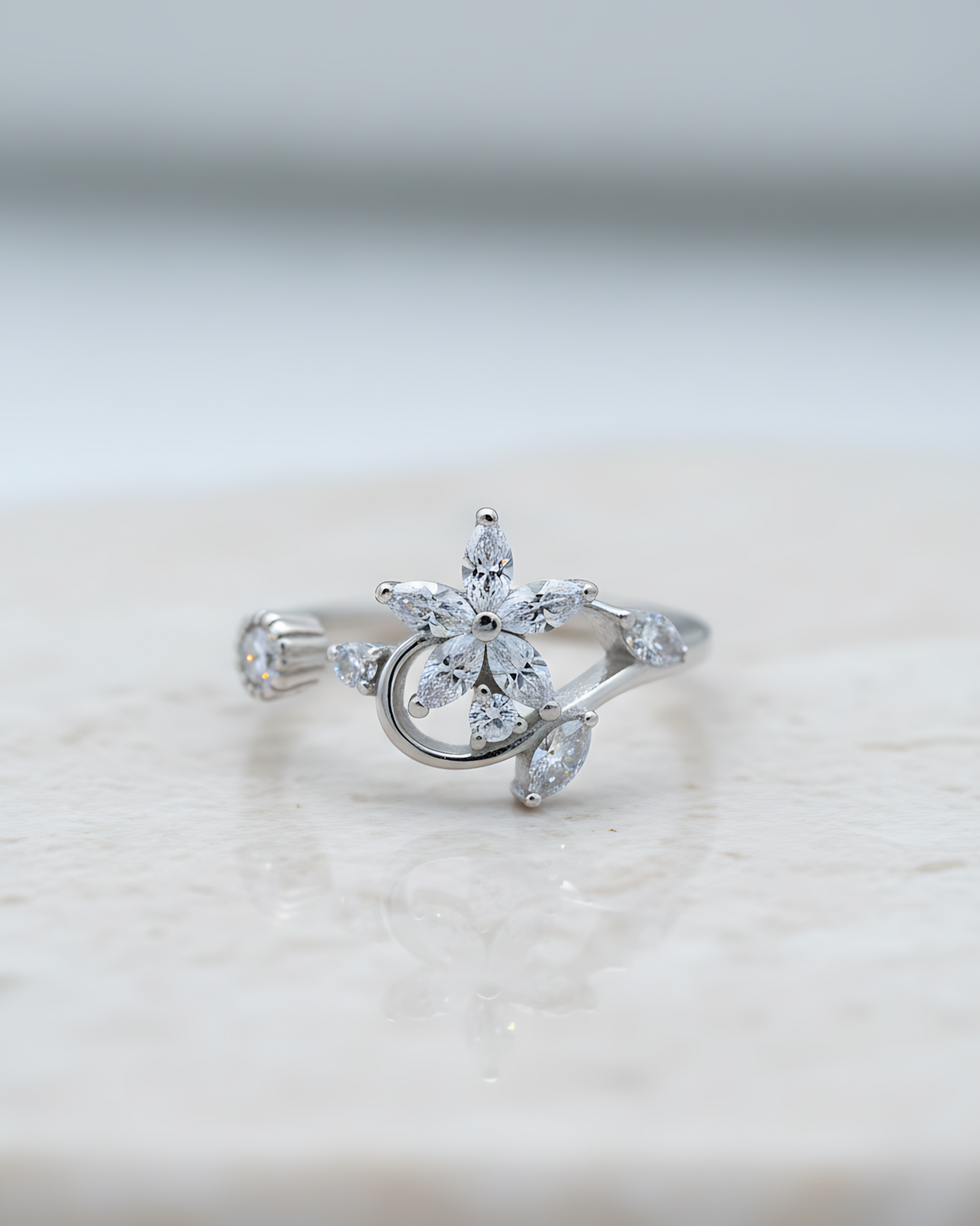 Celestial Bloom Adjustable Ring | 925 sterling silver ring
