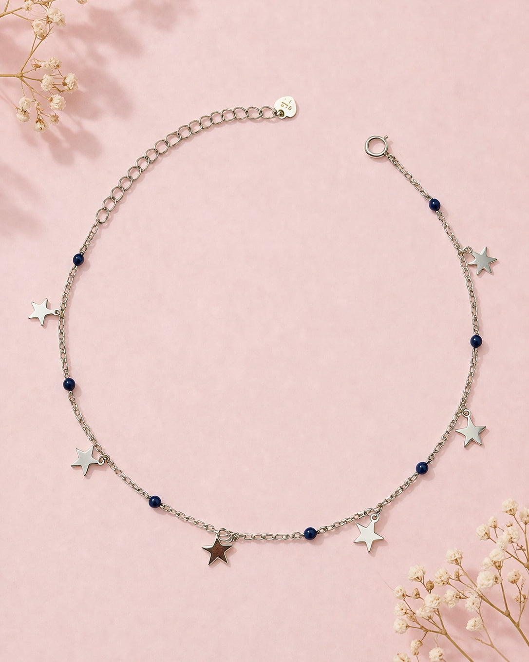 Azure Blue Geometric Charm Single Anklet