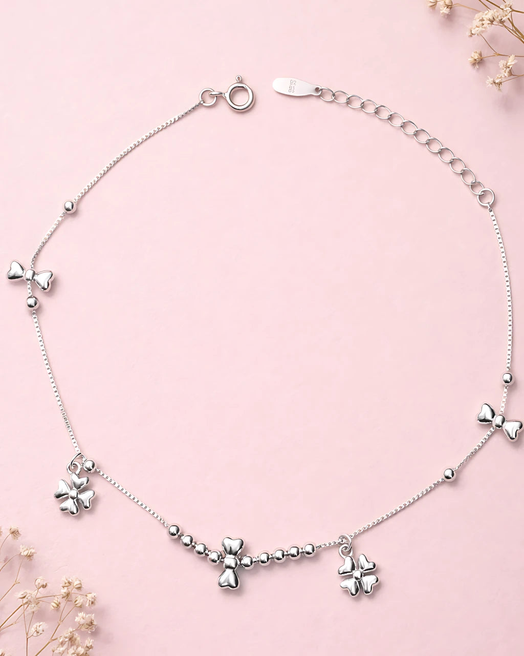 Clover and Bow Single Anklet