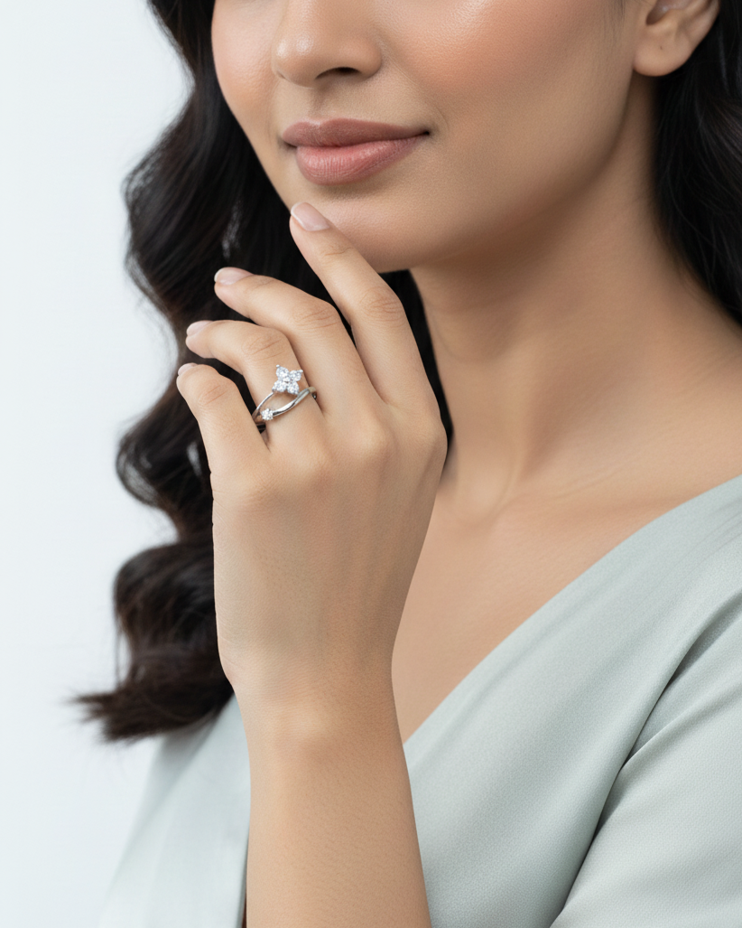 Crystal Bloom Adjustable Ring