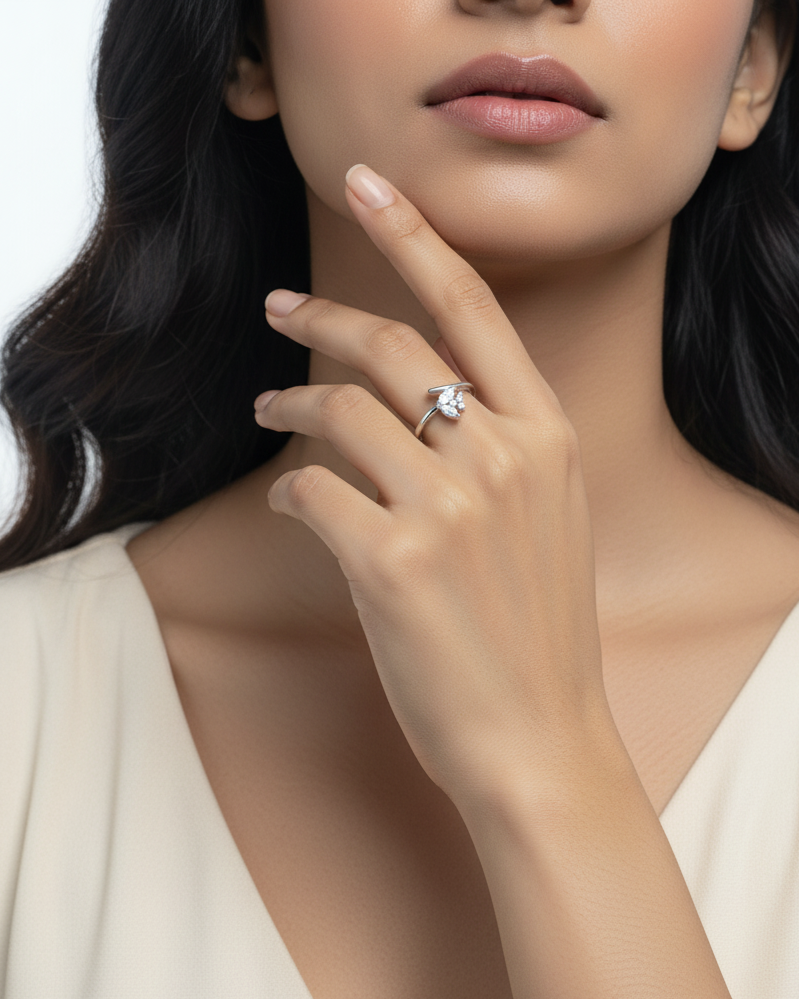 Silver Petal Adjustable Ring