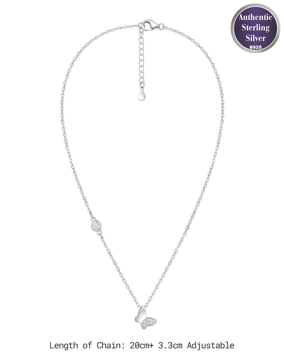 Dainty Butterfly Solitaire Pendant