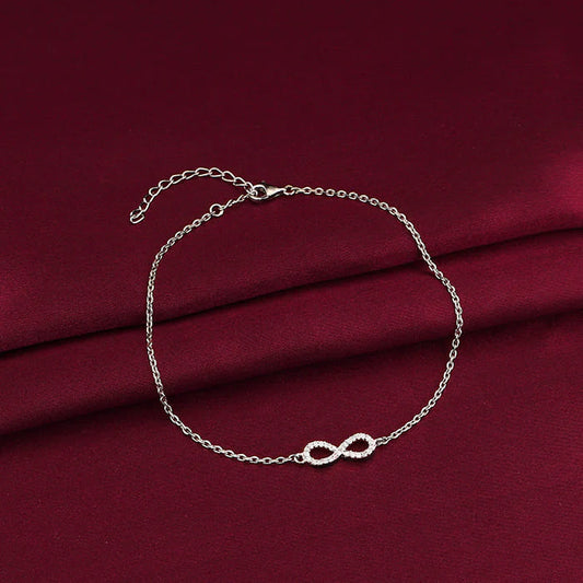 Silver Infinity Zircon Anklet