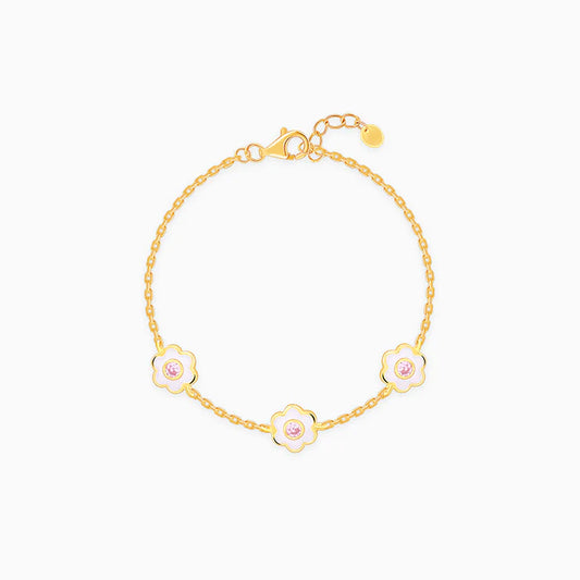 Golden White Flower Kids Bracelet (0 - 2 years)