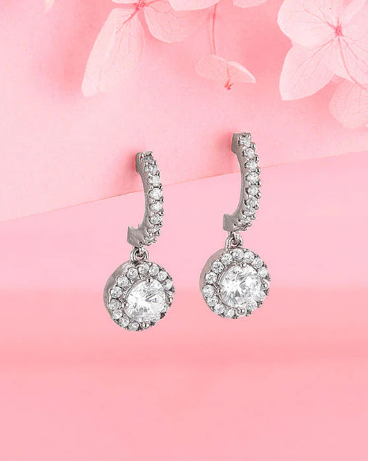 Silver Zircon Drizzle Drop Earrings