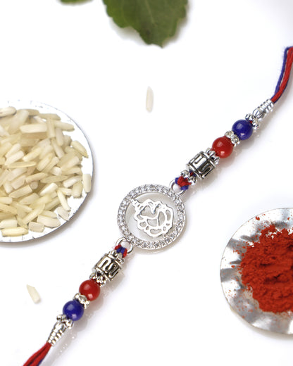 Divine Ganesha Halo 925 Sterling Silver Rakhi
