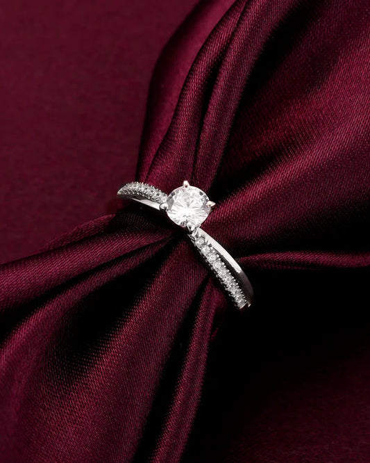 Silver Zircon Layered Ring