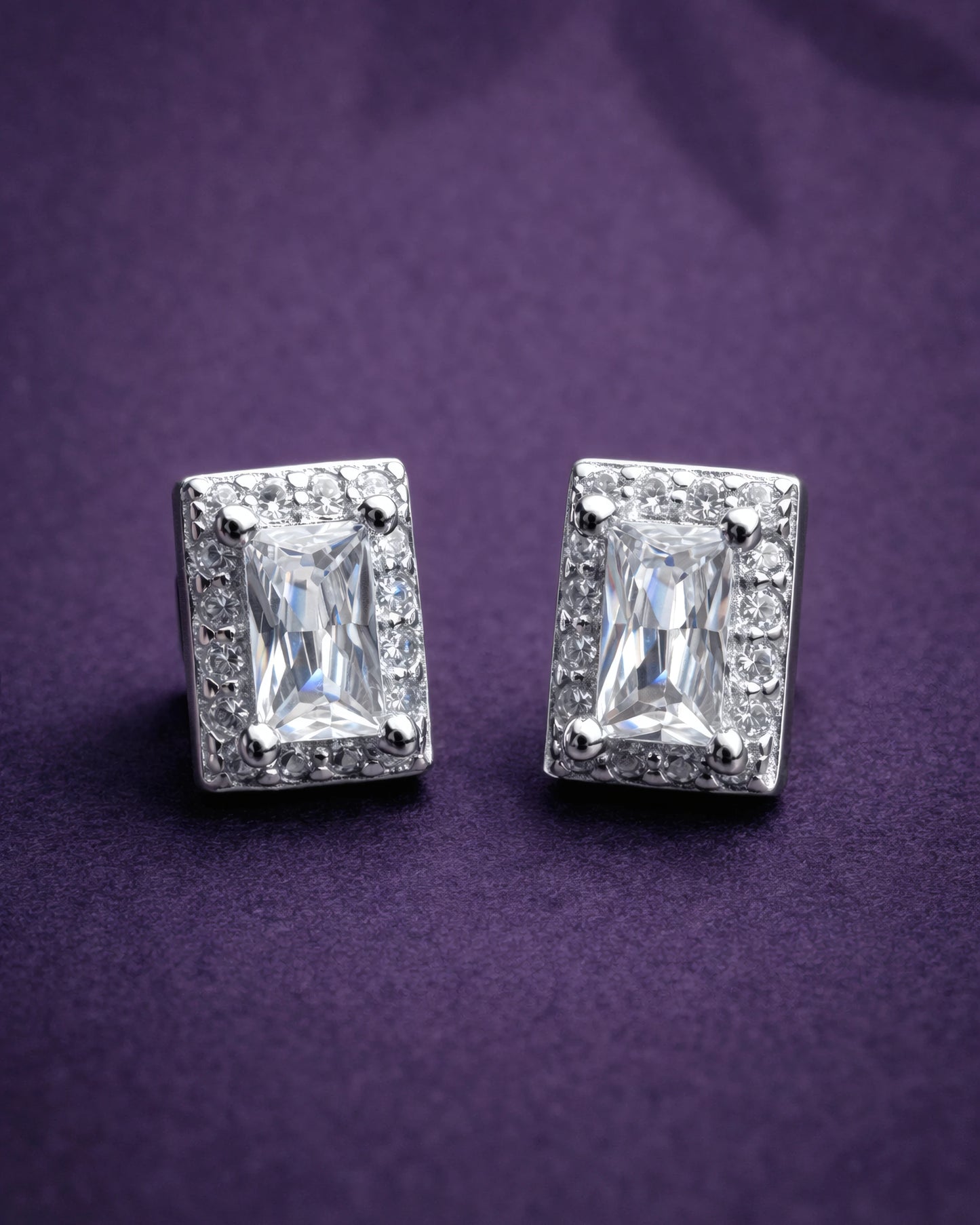 Emerald Radiance Halo Stud Earrings | 925 Sterling Silver