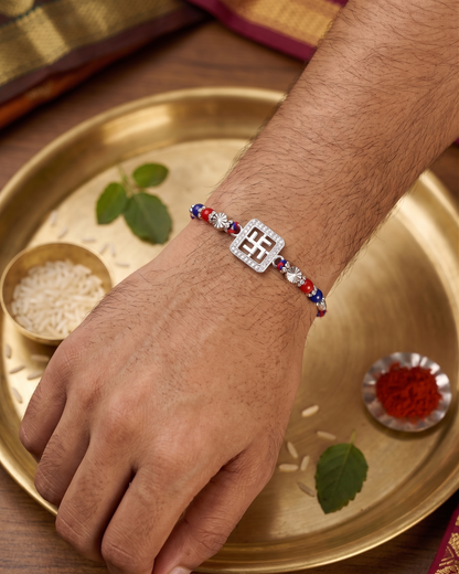 Divine Swastik 925 Sterling Silver Rakhi