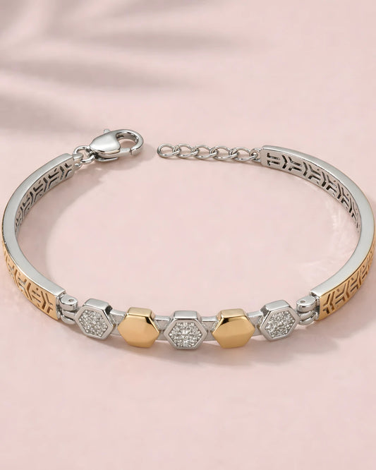 Dual Tone Hexagon Bracelet