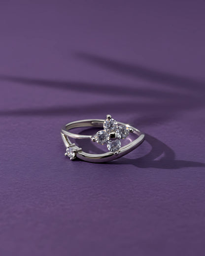 Crystal Bloom Adjustable Ring