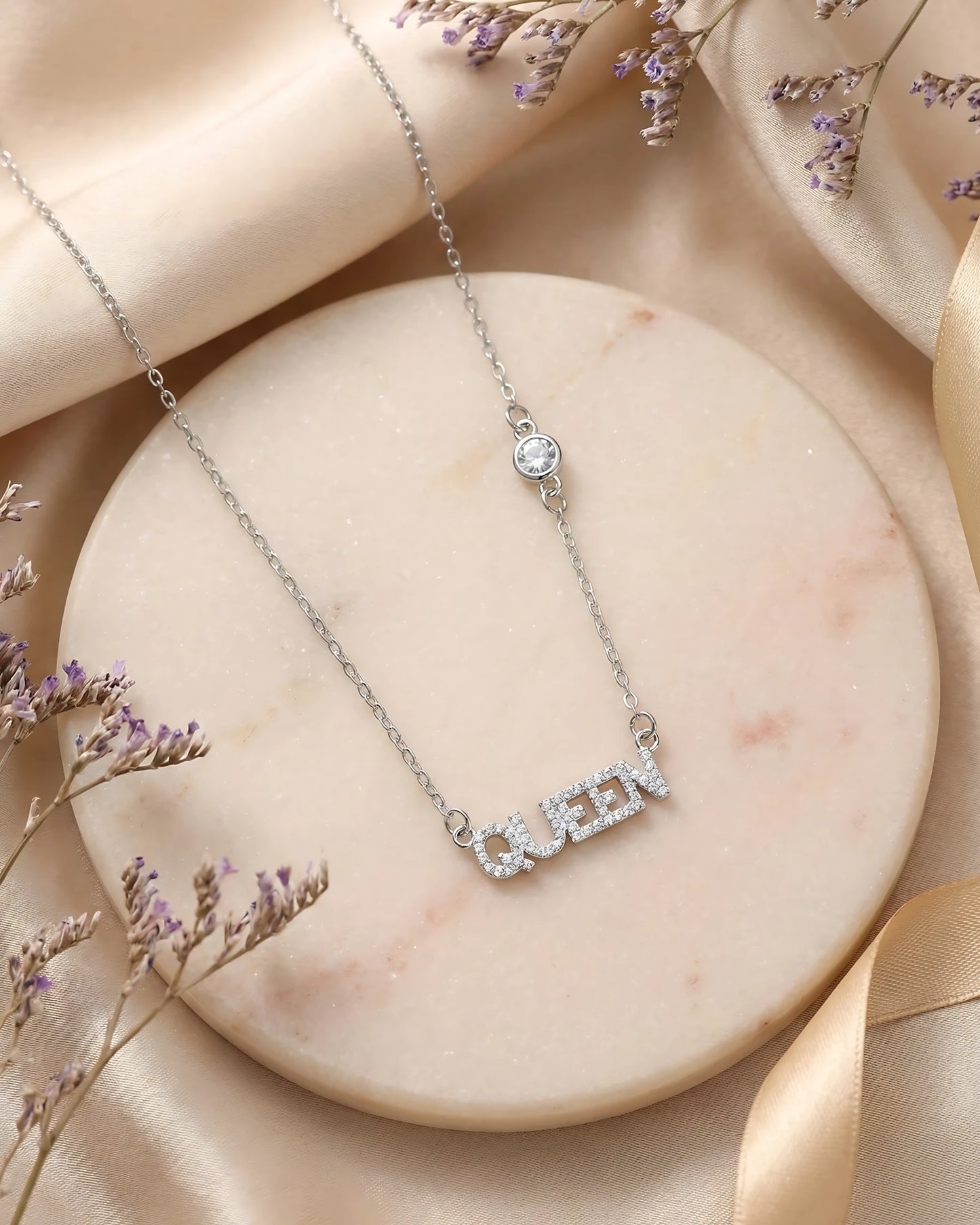 Queen Letter Crystal Necklace