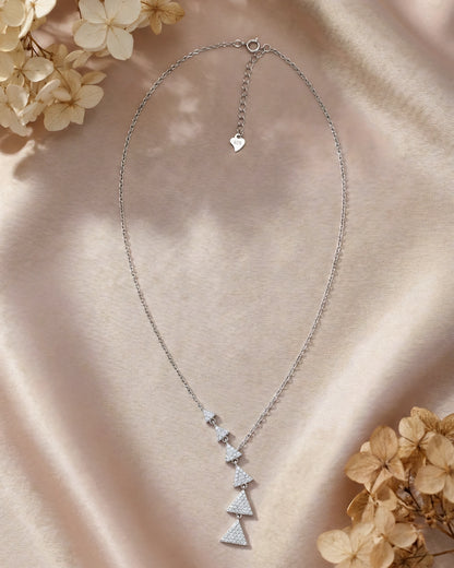 Geometric Crystal Triangle Drop Chain Necklace