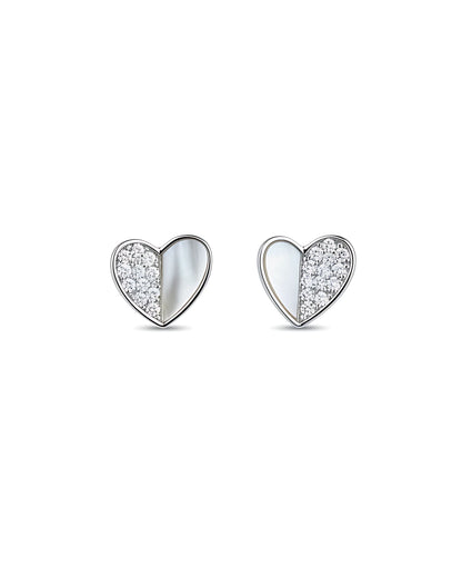 3D Pearl Heart Studs