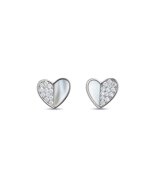 3D Pearl Heart Studs | 925 sterling silver earrings