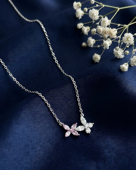 Pink and White Butterfly Duo Pendant