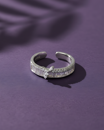Diamond Elegance Adjustable Ring | 925 sterling silver ring