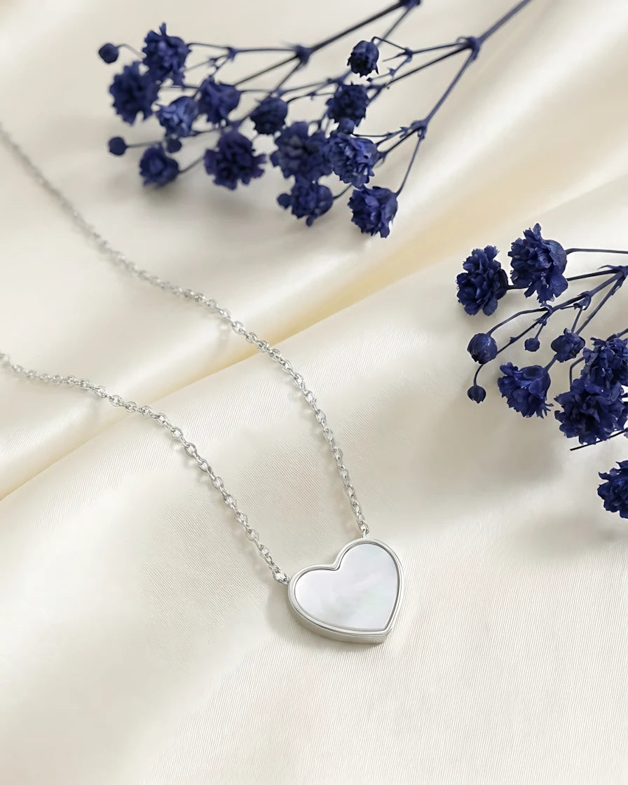 Pearlescent White Heart Pendant